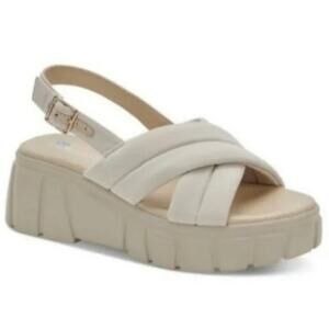 Aqua College Waterproof Platform Sandals Bone Size [X] Chunky Slingback Comfort